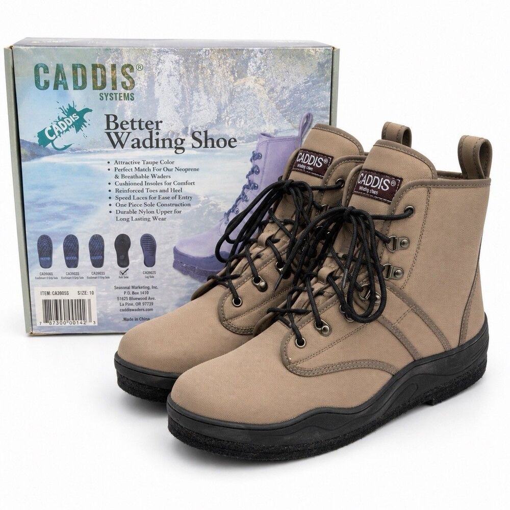 Caddis CA3905S Better Wading Shoes Size 10 Felt Sole Taupe New Open Box